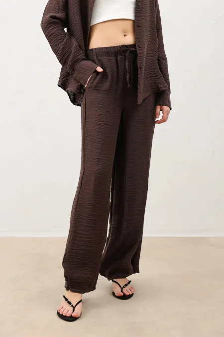 Antioch Kahve Ayarlanabilir Paça Dökümlü Kadın Pantolon