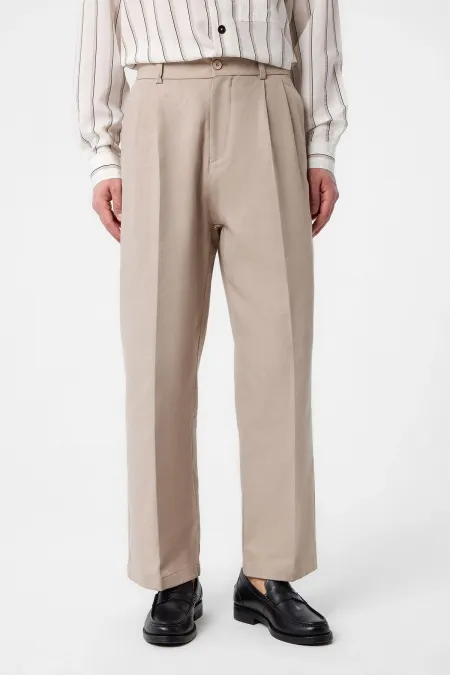 Pantalon Antioch beige en coton taille haute pour homme