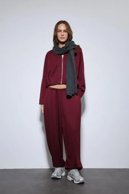 Antioch Bordo Volümlü Ceket Ve Paça Lastikli Eşofman Takım