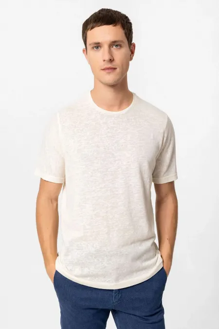 T-shirt homme Antioch Ecru Basic à col rond