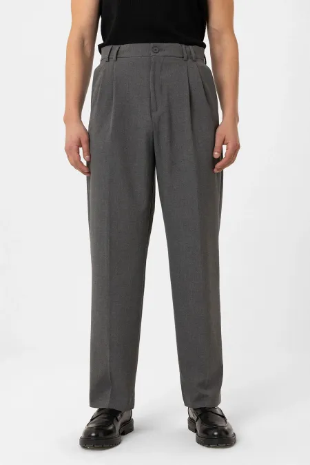 Antioch Grey Double Pleated Baggy Fit Men's Trousers