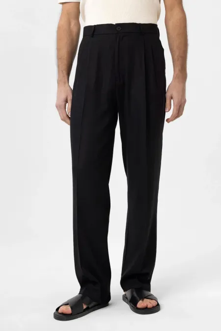 Pantalon ample pour homme Antioch en lin mélangé noir