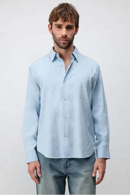 Antioch Bebe Blue Modal Blend Textured Boys' Shirt