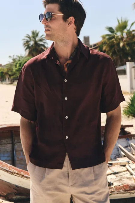 Antioch Coffee 100% Linen Relaxed Men's Shirt