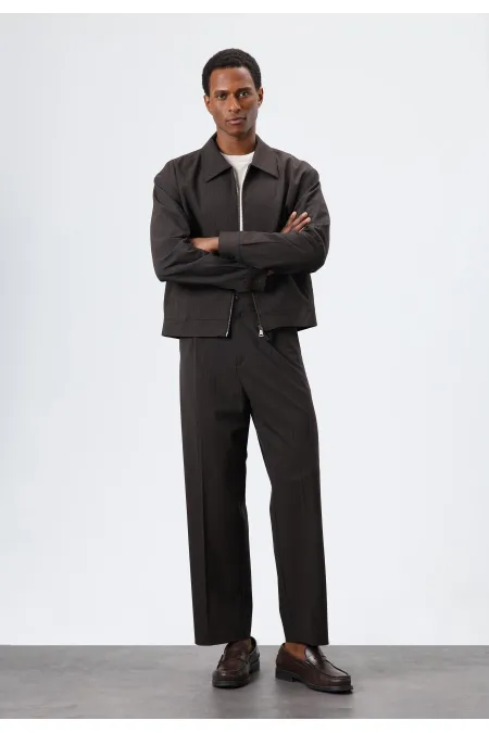 Antioch Light Brown Relax Fit Striped Men's Trousers