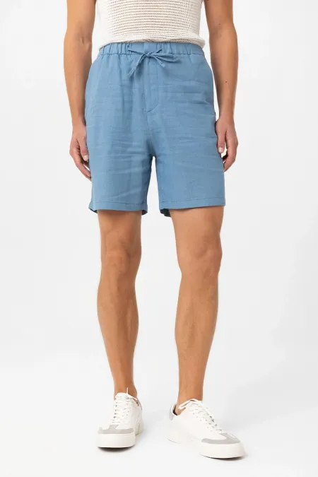 Short pour homme en lin mélangé bleu Antioch