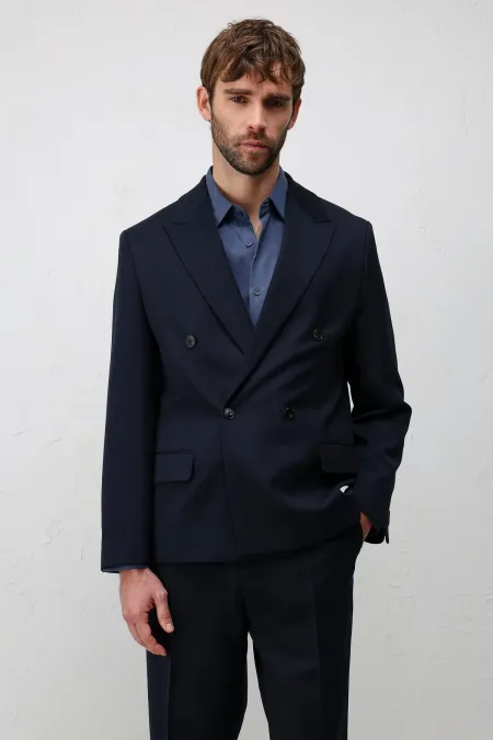 Veste blazer homme Antioch bleu marine clair, coupe décontractée, croisée