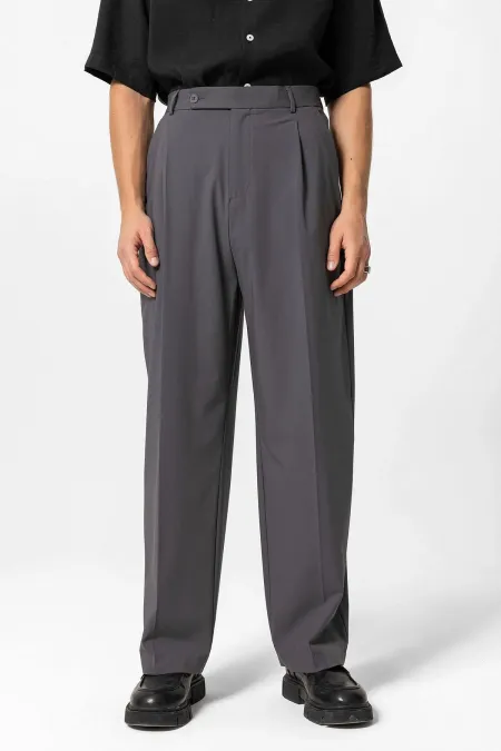 Antioch Anthracite Baggy High-Waisted Men's Fabric Trousers