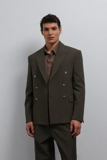 Antioch Haki Kruvaze Erkek Blazer Ceket