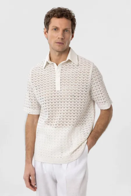 T-shirt homme Antioch Off-White à col polo en maille