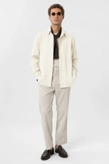 Antioch Ekru Relax Fit Liyosel Kumaş Erkek Gömlek