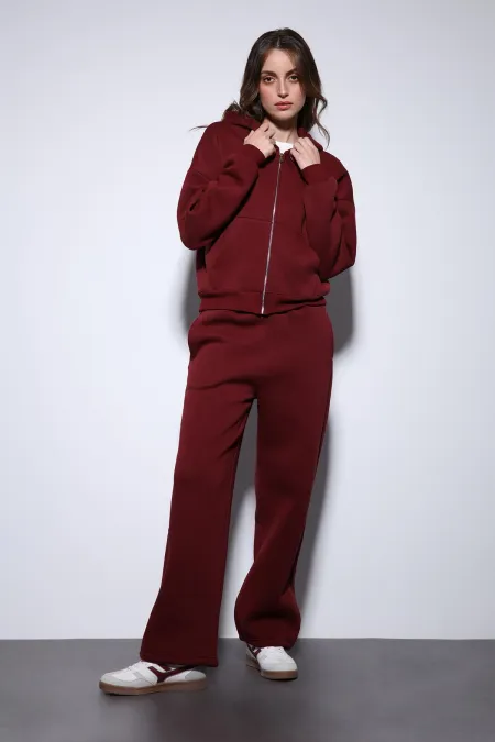 Antioch Burgundy Zip-Up Hooded Women's Sweatshirt