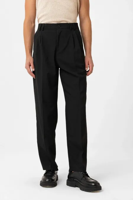 Antioch Black Double Pleated Baggy Fit Men's Pants