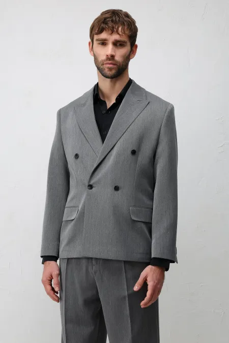 Veste blazer homme Antioch Grey Relax Fit à double boutonnage