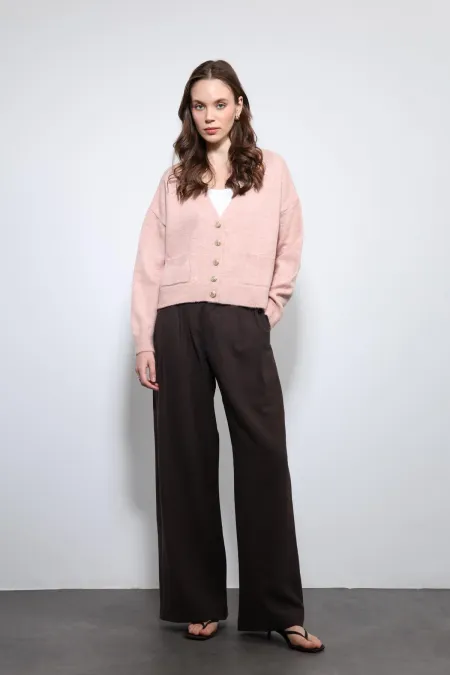 Gilet Antioch rose poudré en laine mélangée