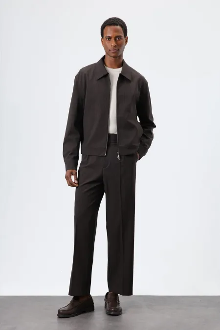 Antioch Açık Kahve Çizgili Mevsimlik Erkek Mont