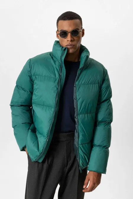 Veste Antioch Green à col montant rembourrée en caoutchouc