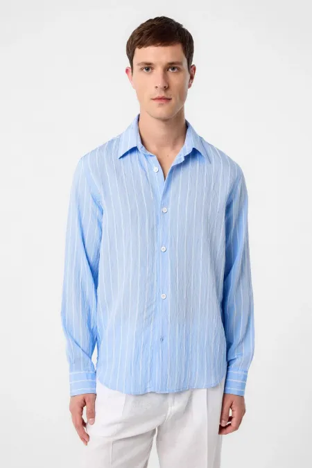 Antioch Bebe Blue Relax Fit Striped Boys' Shirt