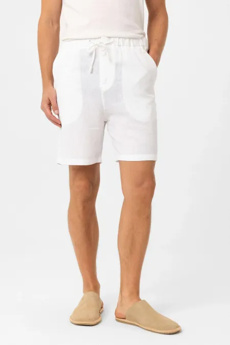 Short pour homme Antioch en lin mélangé blanc