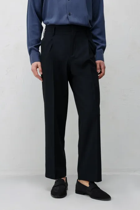 Pantalon homme Antioch Navy coupe décontractée à plis