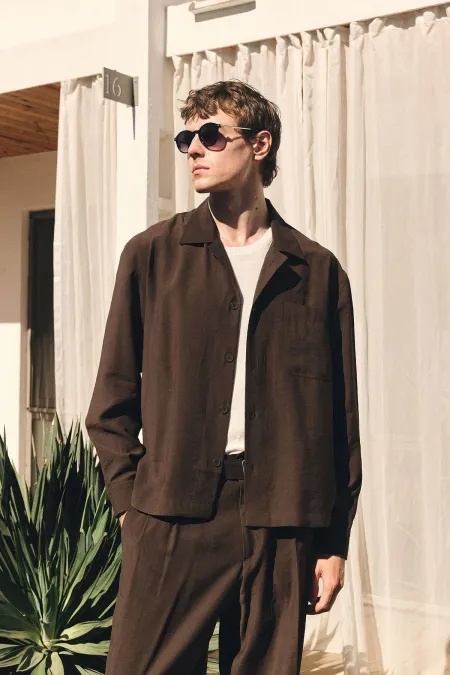 Antioch Coffee Relax Fit Modal Fabric Men's Shirt