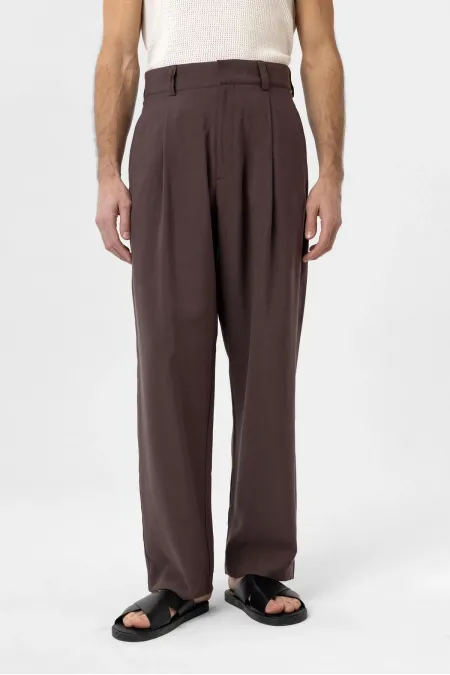Antioch Coffee Pleated Baggy Fit Men's Trousers
