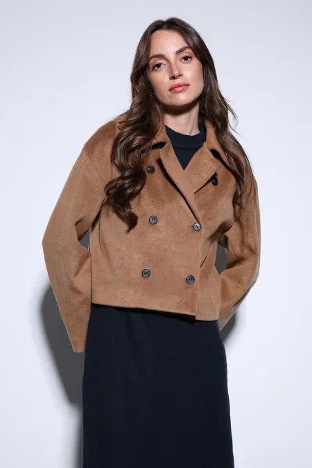 Antioch Camel Kruvaze Kadın Kısa Kaban