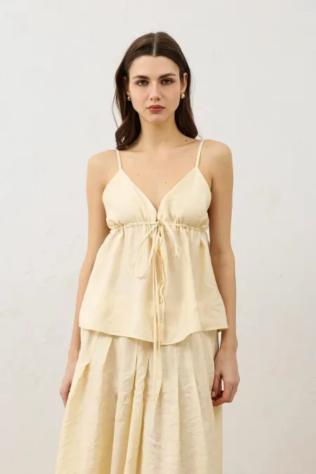 Antioch Yellow Gathered Women's Top