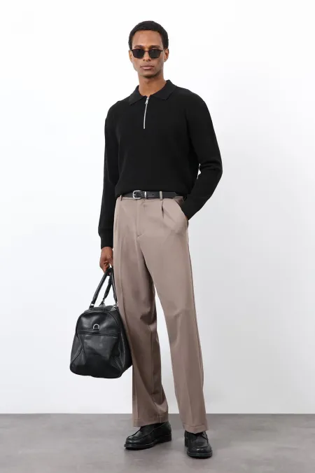 Pull en maille noir zippé Antioch pour homme