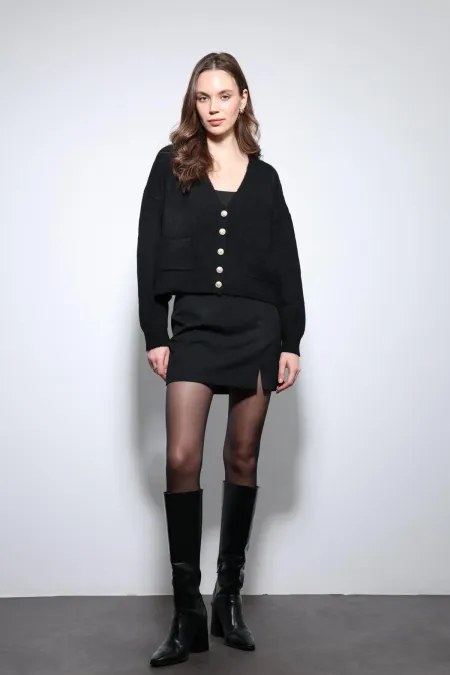 Gilet Antioch noir en laine mélangée