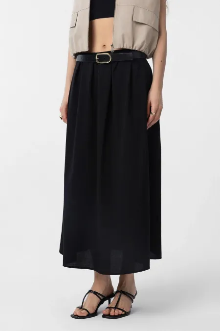 Jupe midi plissée noire Antioch pour femme