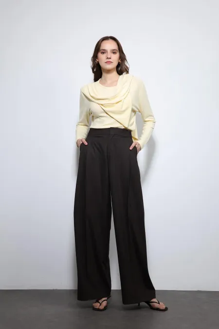 Antioch Yellow Draped Shawl Detailed Top