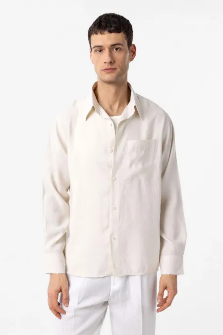 Chemise homme Antioch écru en modal, coupe décontractée