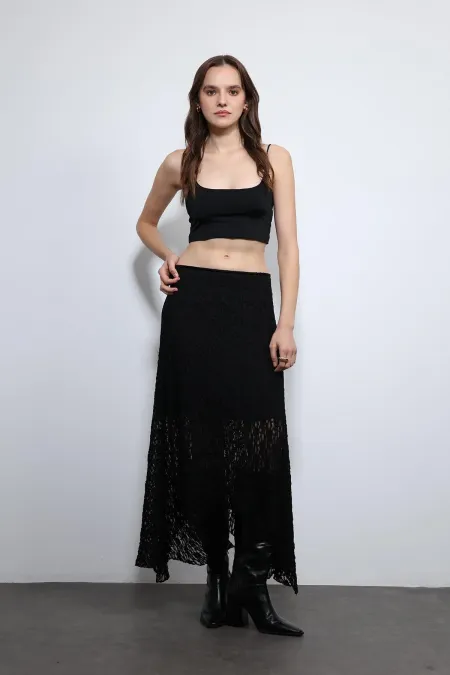 Jupe midi en dentelle noire Antioch