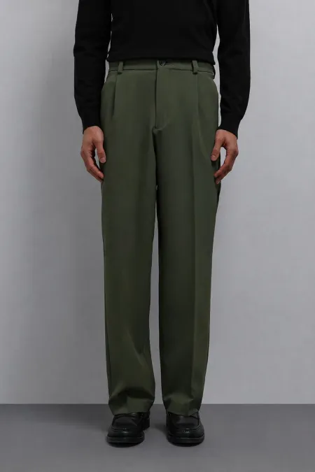 Antioch Açık Haki Relax Fit Baggy Pilili Erkek Pantolon