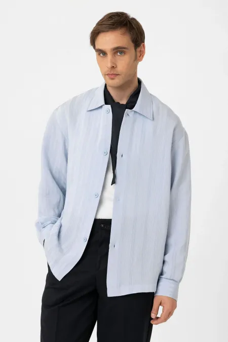 Chemise garçon oversize texturée bleue Antioch Bebe