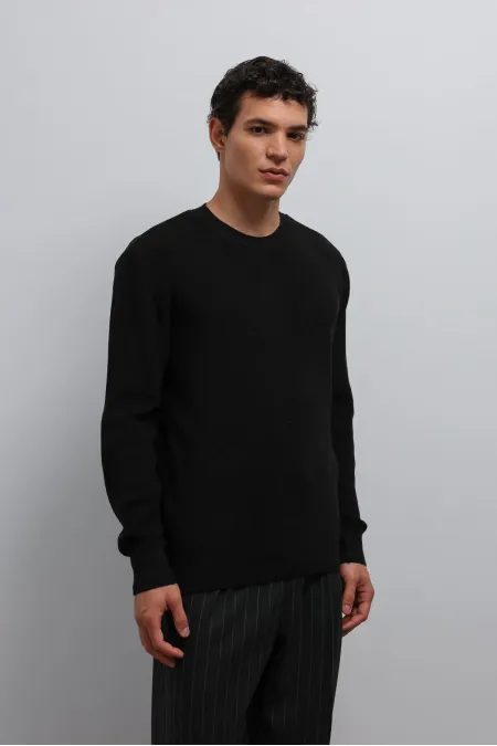 Pull texturé noir Antioch pour homme