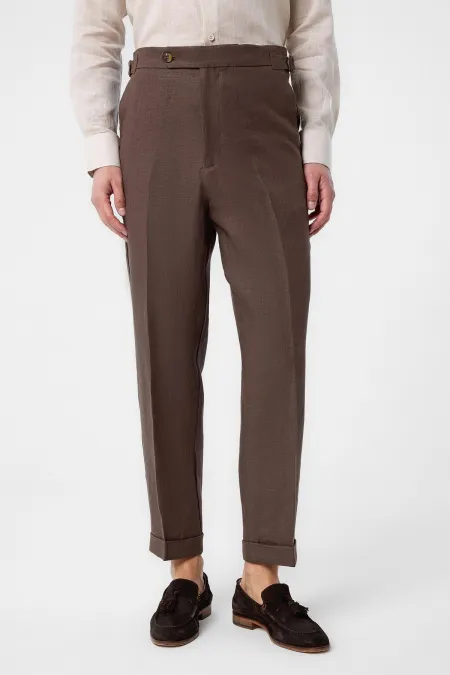 Antioch Light Brown 100% Linen Italian Cut Men's Trousers