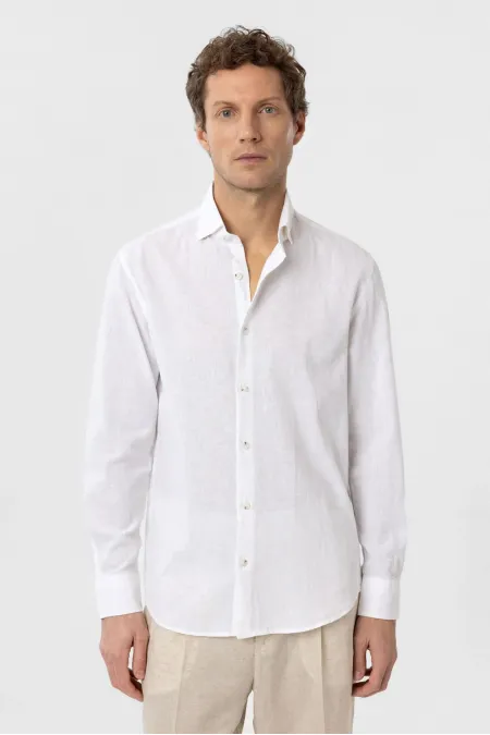 Antioch White Linen Blend Men's Shirt
