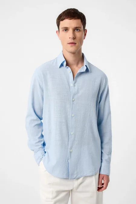 Antioch Blue Relax Fit Textured Men's Shirt