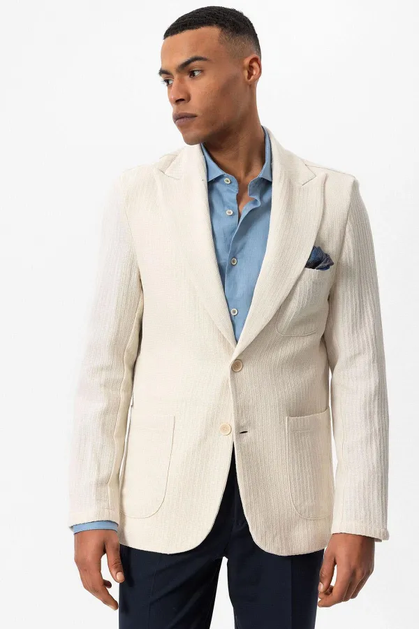 Antioch Beige Unlined Men's Blazer Jacket with Patch Pockets