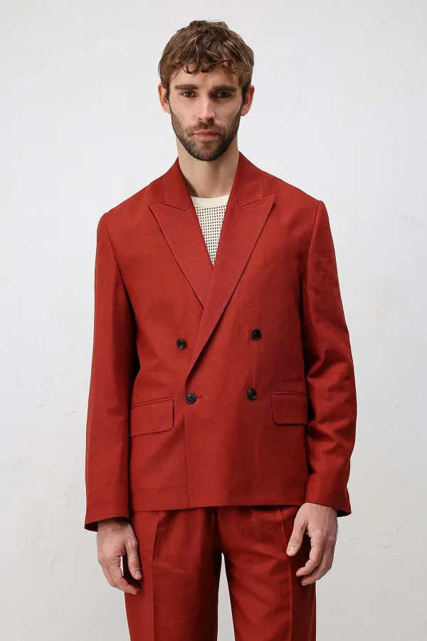 Veste blazer pour homme Antioch Tile Relax Fit en lin mélangé