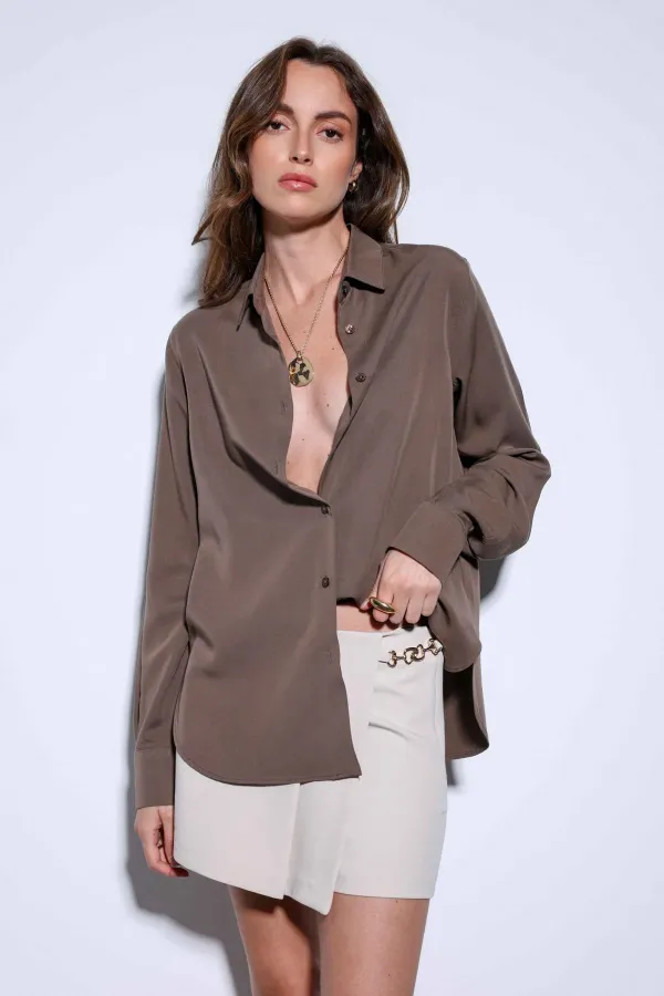 Antioch Açık Kahve Premium Kadın Gömlek