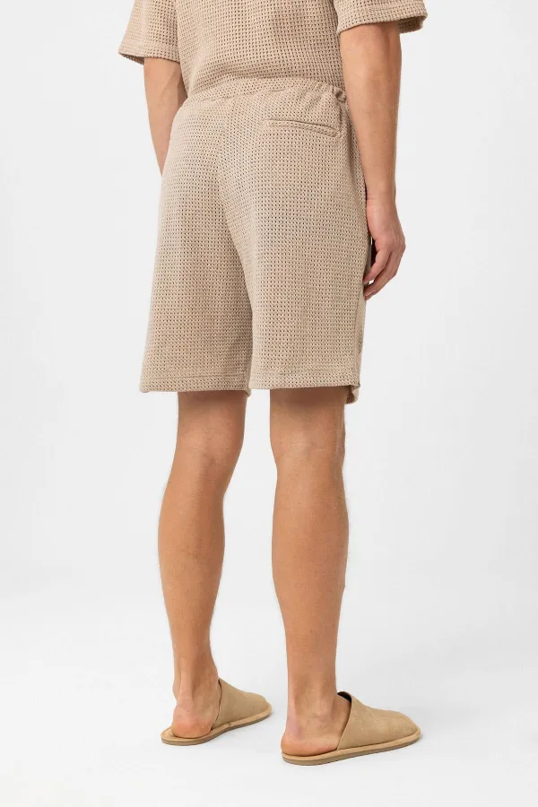 Antioch Beige Textured Relaxed Men's Shorts