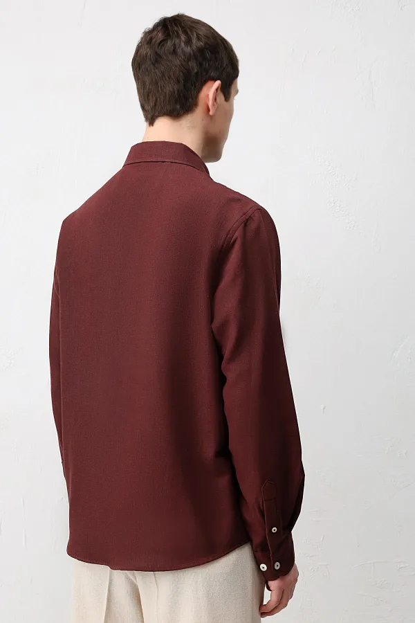 Antioch Burgundy Linen Blend Relaxed Fit Men's Shirt
