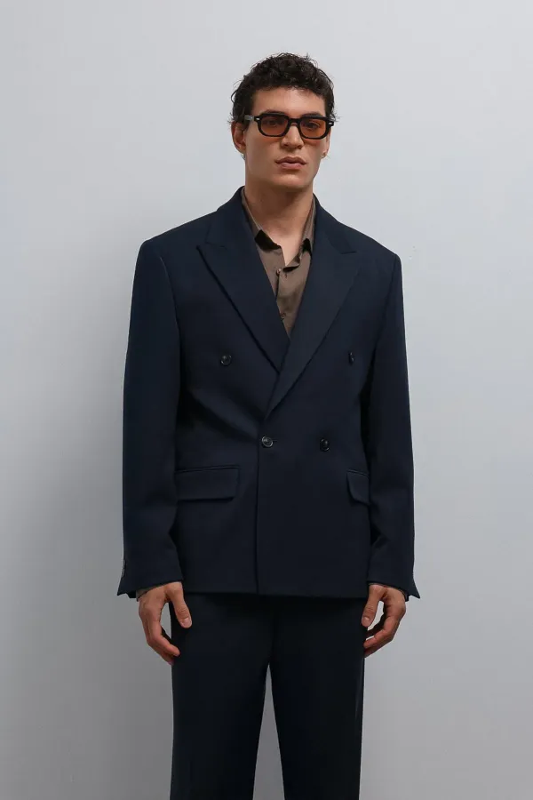 Veste blazer homme Antioch Navy Relax Fit à double boutonnage
