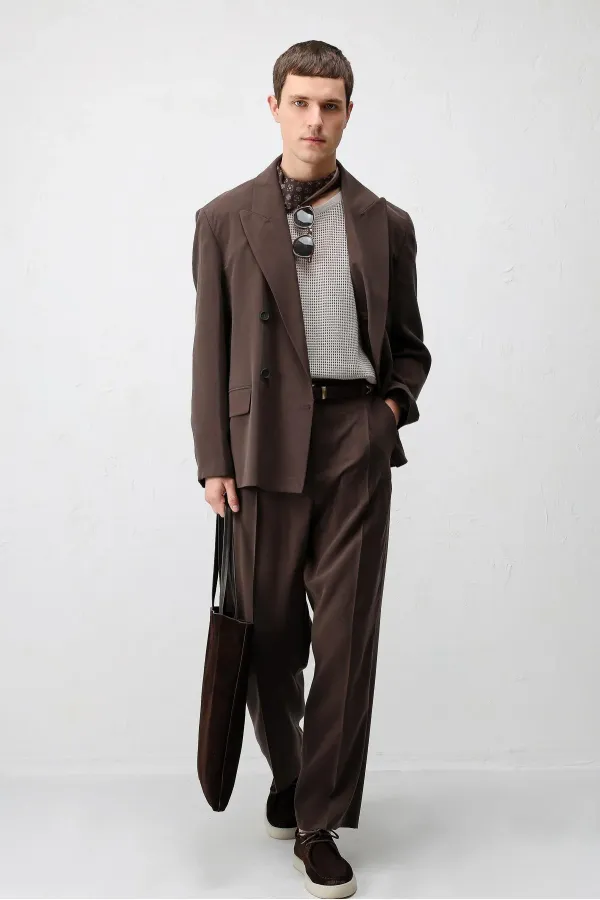 Veste blazer pour homme Antioch Coffee Modal Blend, coupe décontractée