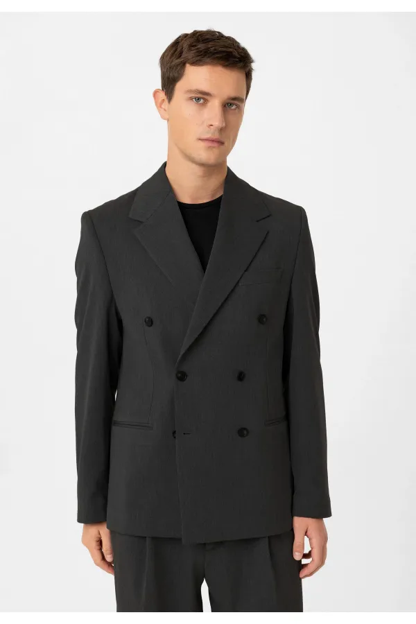 Veste blazer homme Antioch Anthracite coupe décontractée à double boutonnage