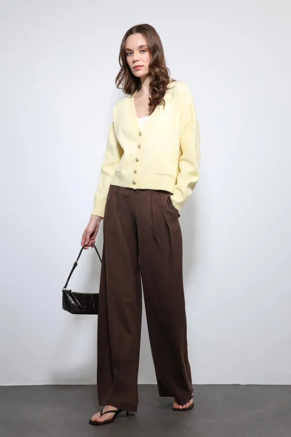 Antioch Sarı Yün Karışımlı Hırka