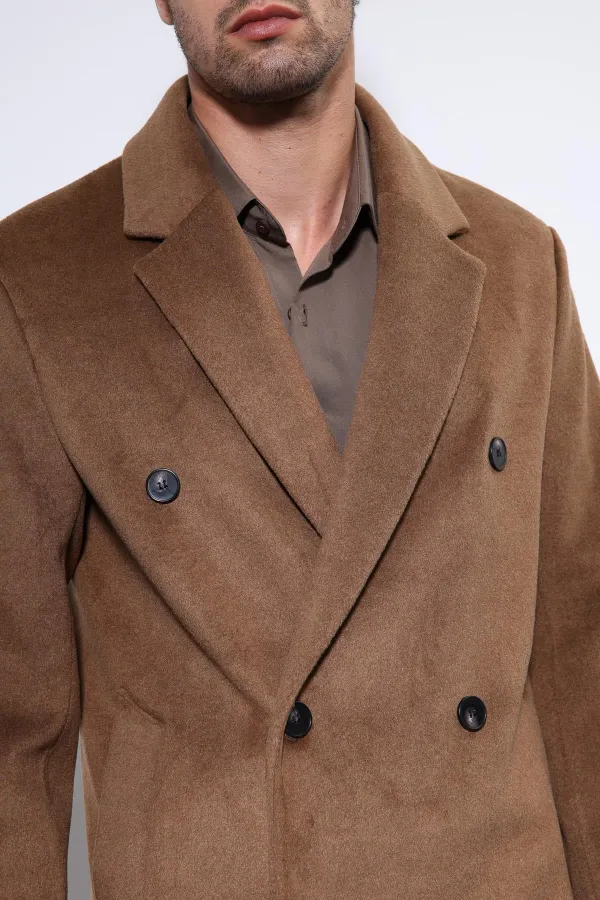 Antioch Coffee Wool Blend Double-Breasted Men's Coat